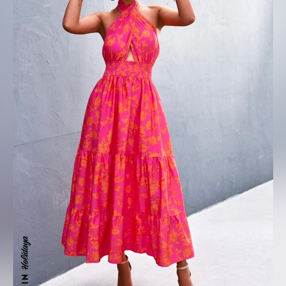 Long pink summer dress